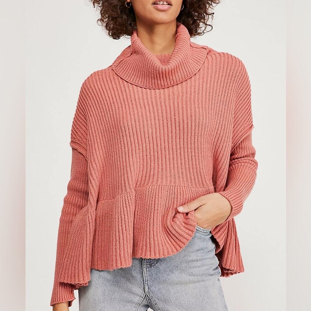 Free People Layer Cake Sweater Knit Turtleneck Pink size Small
